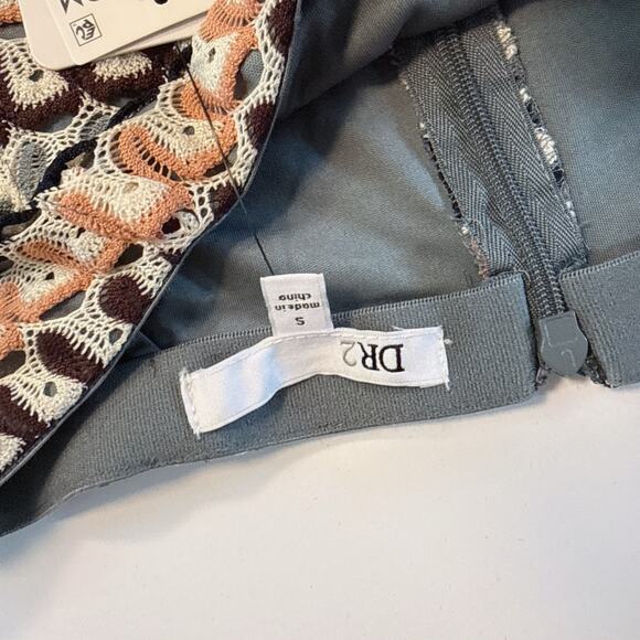 DR2 by Daniel Rainn Crochet Stripe Midi Skirt | Gray | S - Picture 4 of 7